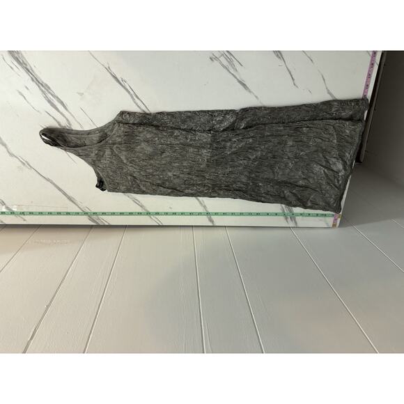 Eileen Fisher Crinkle Gauze Silk Gray Mini Dress Mature Size Small Preppy - Picture 9 of 10